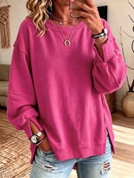 Casual Oversized Cotton Crew-neck Sweatshirt With Exposed Seams