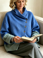 Chic Two-tone Wool-blend Asymmetrical Cardigan Jacket