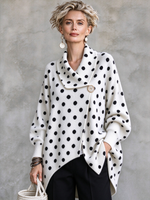 Oversized Polka Dot Asymmetric Knit Cardigan Sweater