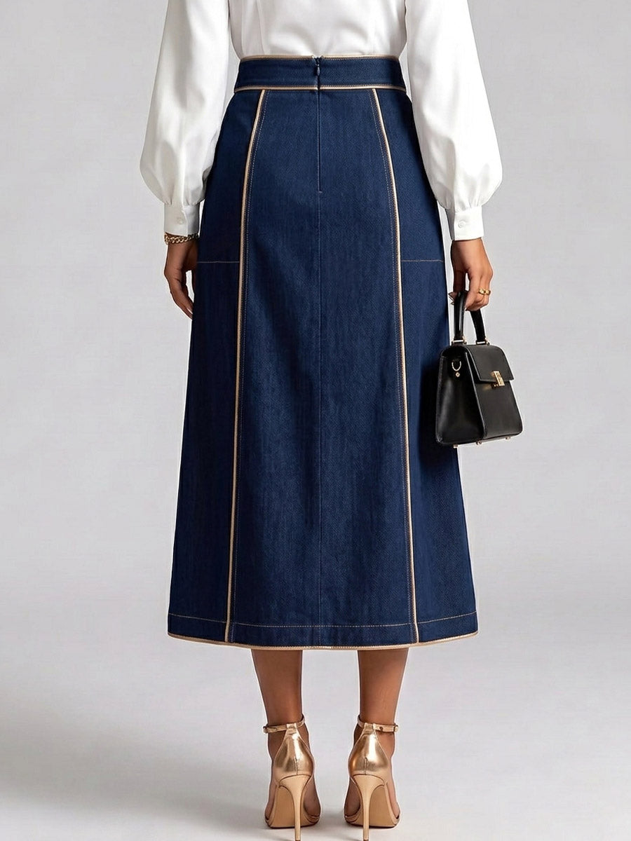 Women's High-waisted Casual Loose A-line Denim Skirt