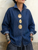 Chic Tencel Denim Statement Button-Down Shirt