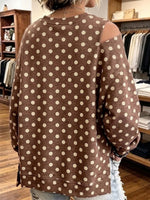 Retro Polka-dot Patchwork Asymmetrical Cut-out Top