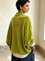 Cozy Relaxed Batwing Sleeves Crossover Velvet Top