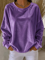 Chic Velvet Drop-Shoulder Sweatshirt