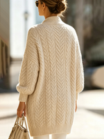 Chic Cozy Oversized Cable-knit Wool Blend Cardigan