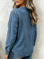 Chic Casual Asymmetrical Button-up Denim Top