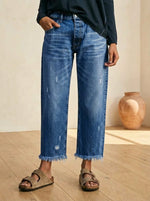 🔥Hot Sale 3000+🔥Women's Retro Fringed Cropped Straight Leg Jeans