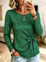 Party Casual Glitter Bowknot Top