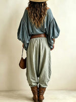 Boho Chic Balloon Sleeve Shirt Harem Pants Set