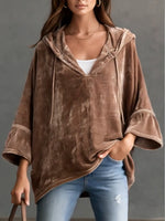 Casual Oversized Hooded Velour Top