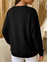 Women's Casual Crewneck Ribbed Top With Sequin Stripes