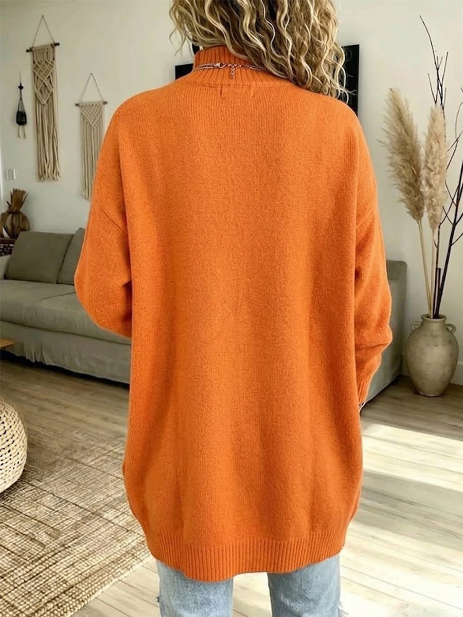 High-neck Button-up Knit Jacket