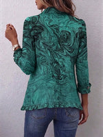 Boho-style Vintage Art Swirl Print Ruffle Jacket