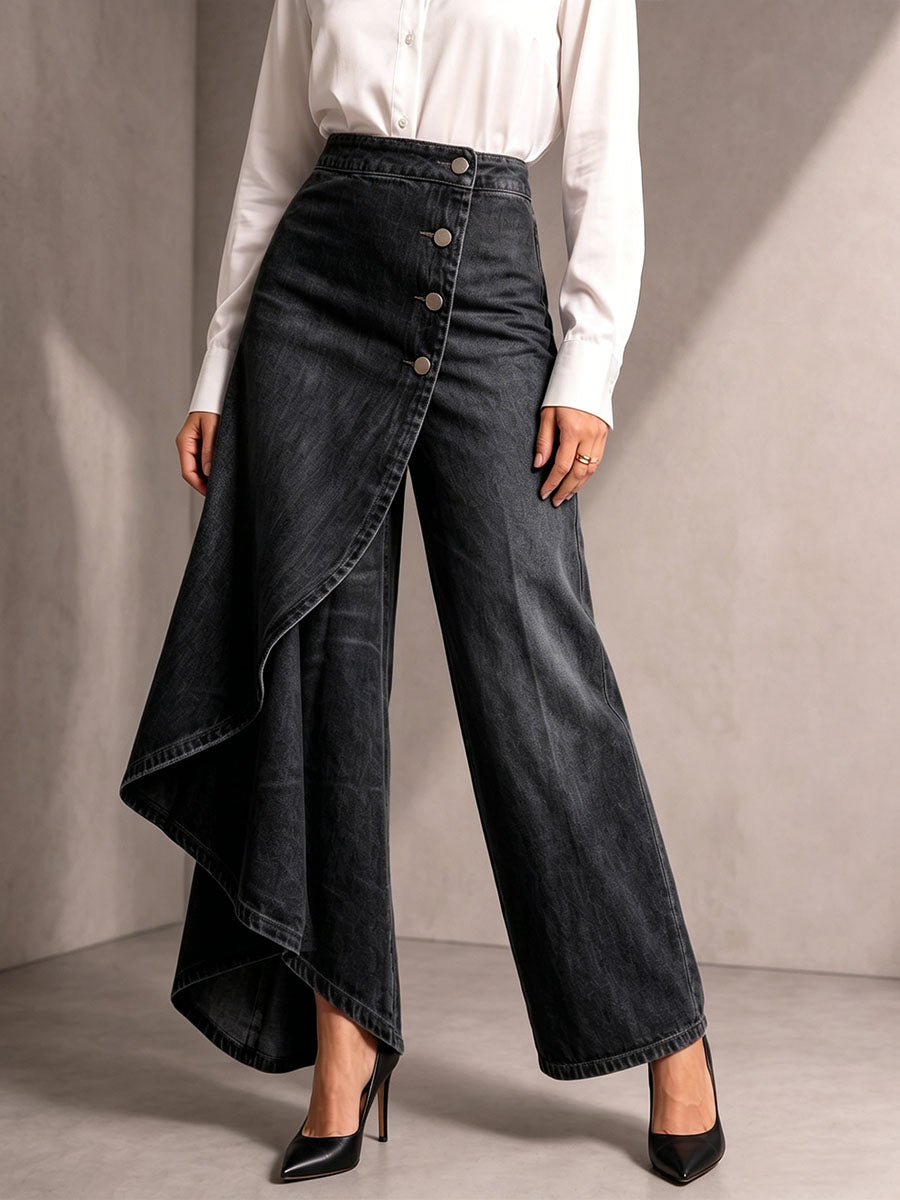 Women's High-waisted Relaxed Fit Wide-leg Jeans With A Stylish Design.
