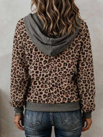 Women's Colorblock Leopard Print Half Zip Hoodie