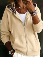 Leopard‑lined Full Zip Hoodie Jacket