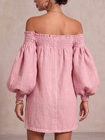 Women's Off-shoulder Long-sleeved Casual Loose Cotton And Linen Dress