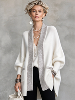 Cozy Luxury Sequin Trimmed Oversized Knit Cardigan