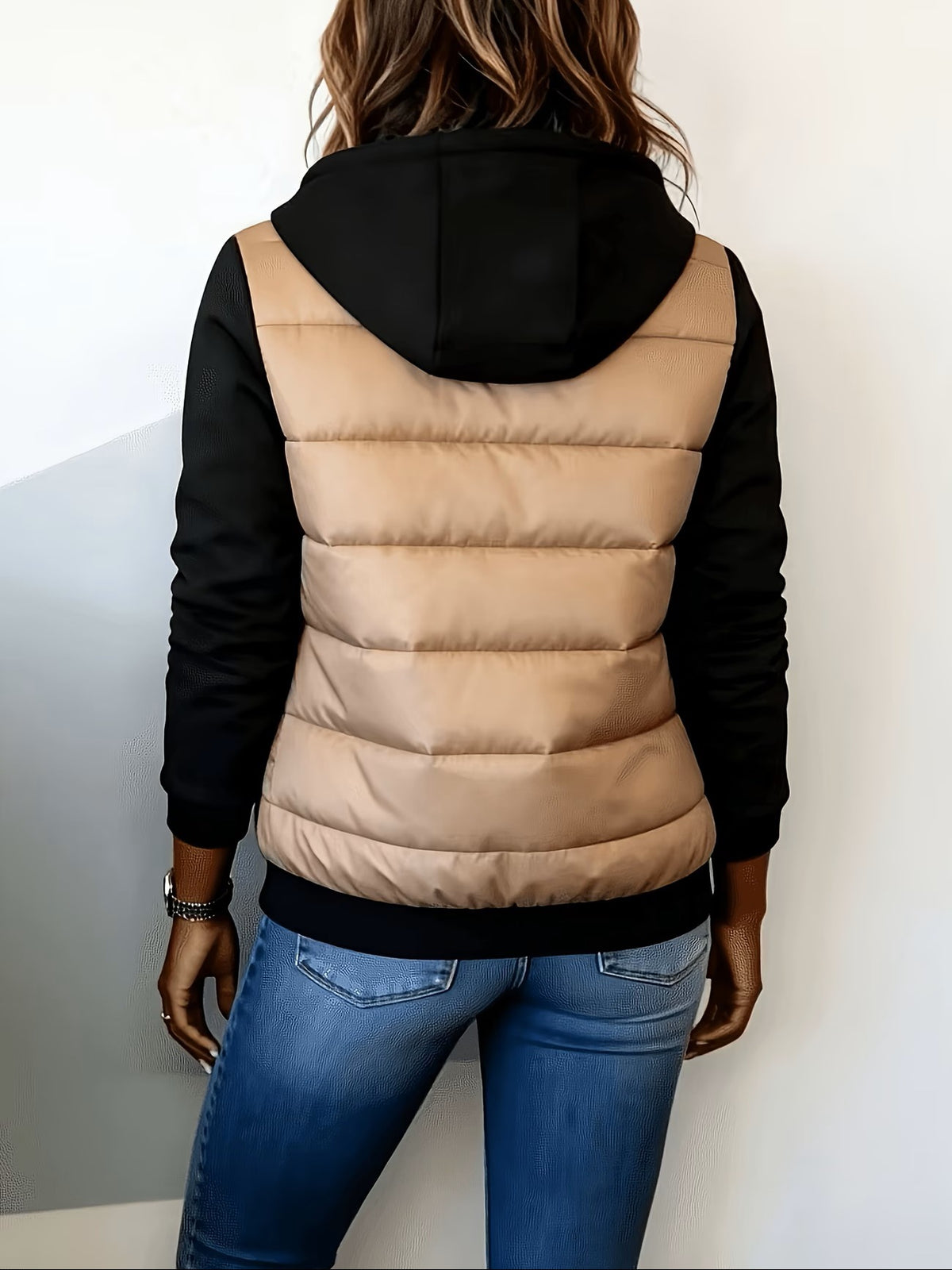 Casual Paneled Hooded Quilted Padded Jacket