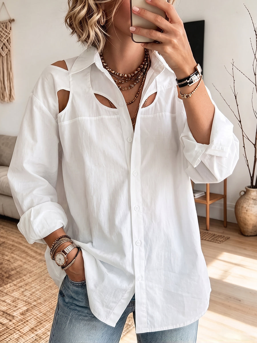 Chic Cut-Out Button-Down Shirt