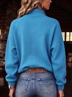 Casual Chic Utility Waffle Knit Zip-up Sweater Top