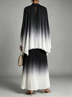 Elegant Ombré Pleated Two-Piece Skirt Set