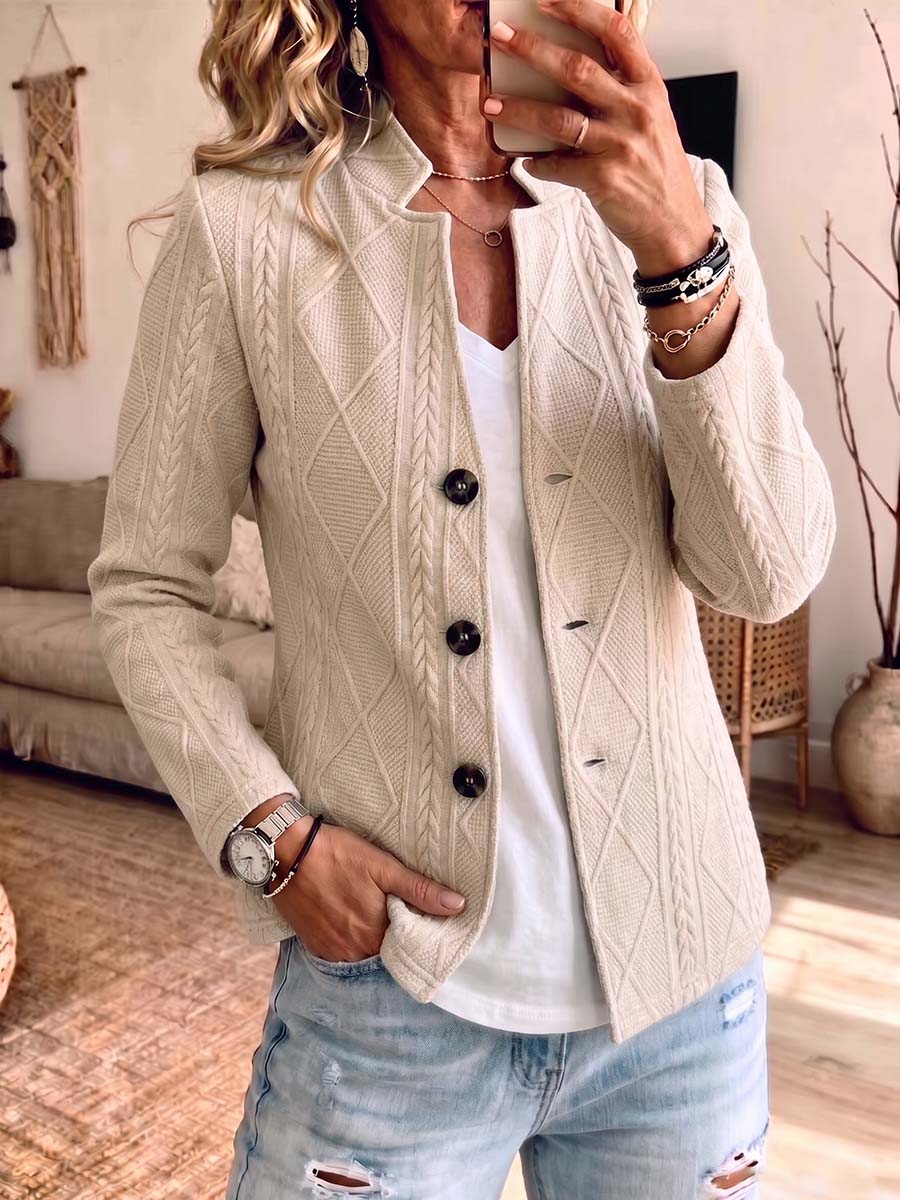 Women's Casual Cable Knit Button-down Cardigan Sweater