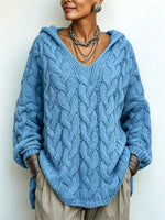 Cozy Chic Hooded Cable-knit Sweater