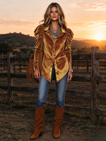 Boho Stylish Velvet Ruched Sleeve Blouse