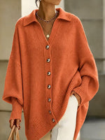 Women's Oversized Collared Knit Cardigan Button Down Sweater