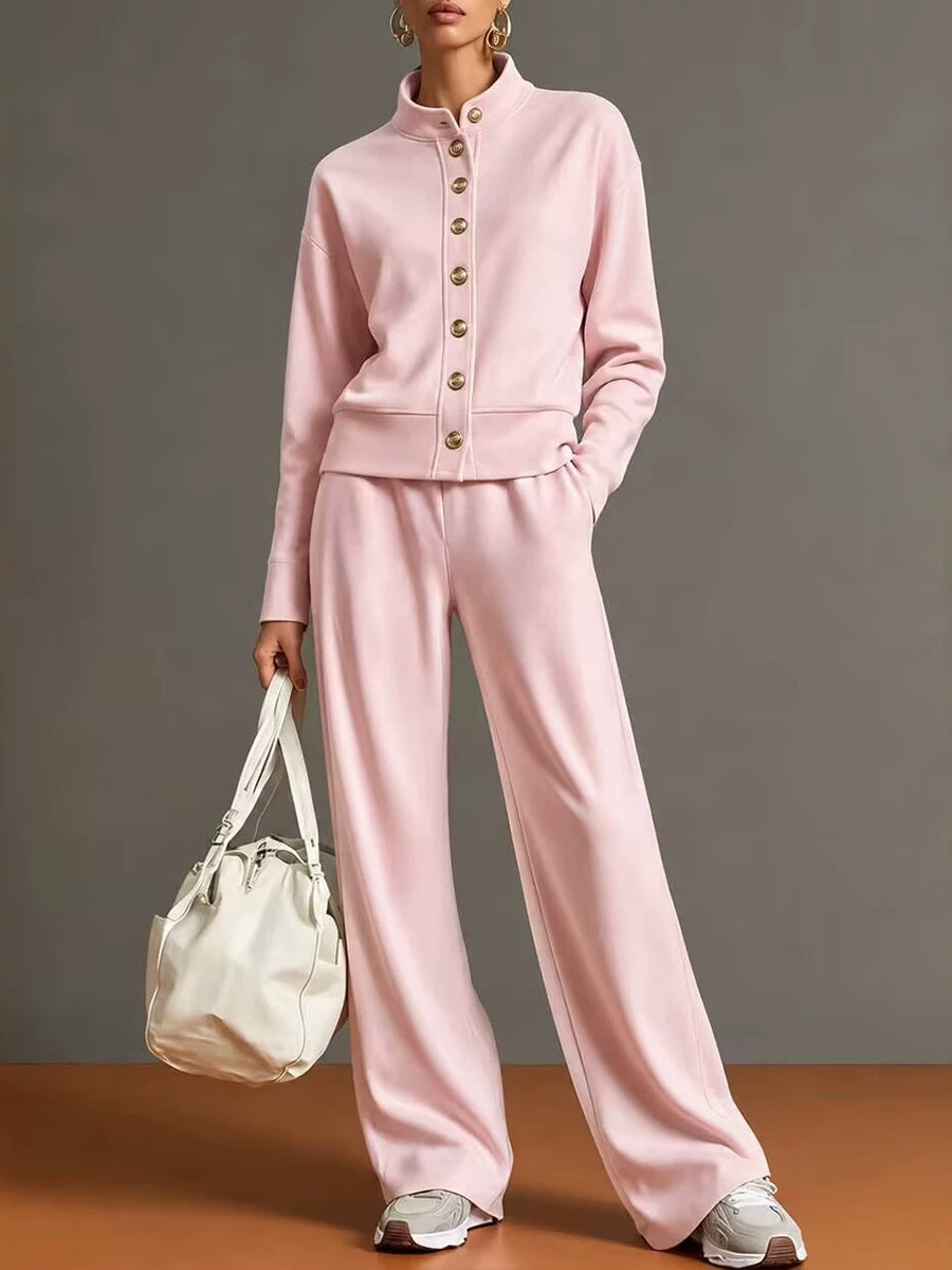 Casual And Comfortable Cotton Sweatshirt Cardigan And Pants Two-piece Set