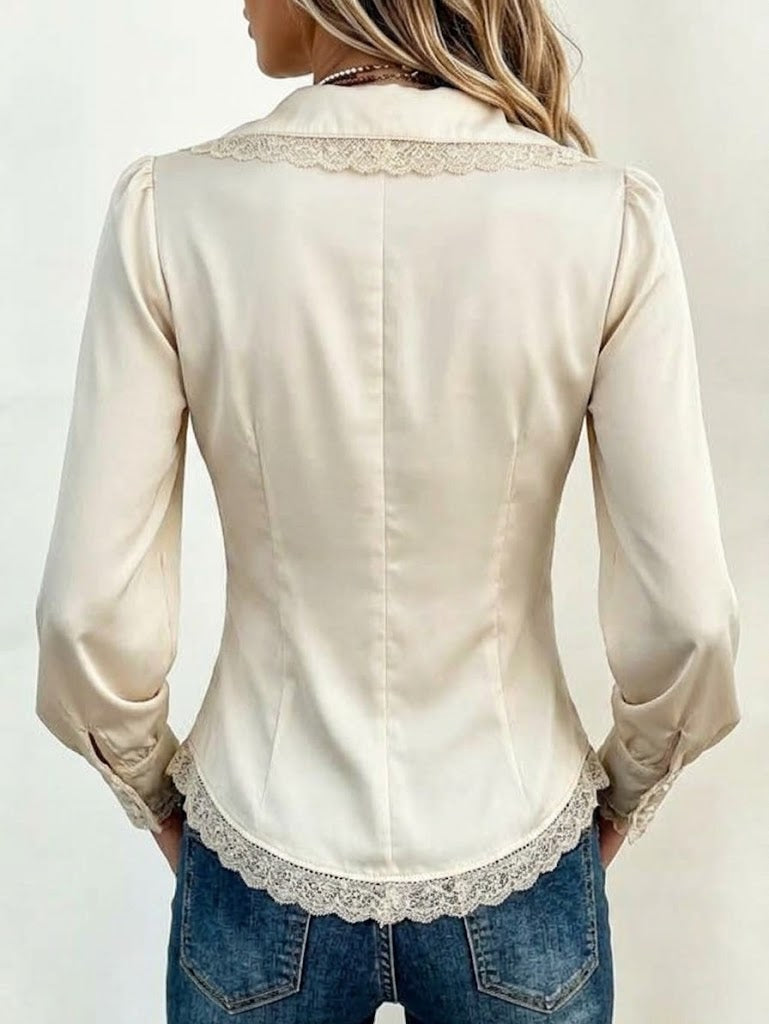 Vintage-style Bohemian Lace-trim Shirt