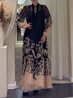 Elegant, Loose, And Comfortable Two-piece Set Featuring A Printed Chiffon Camisole Dress And A Long-sleeved Dress.