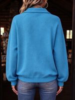 Cozy Casual Classic Polo Collar Waffle Knit Top