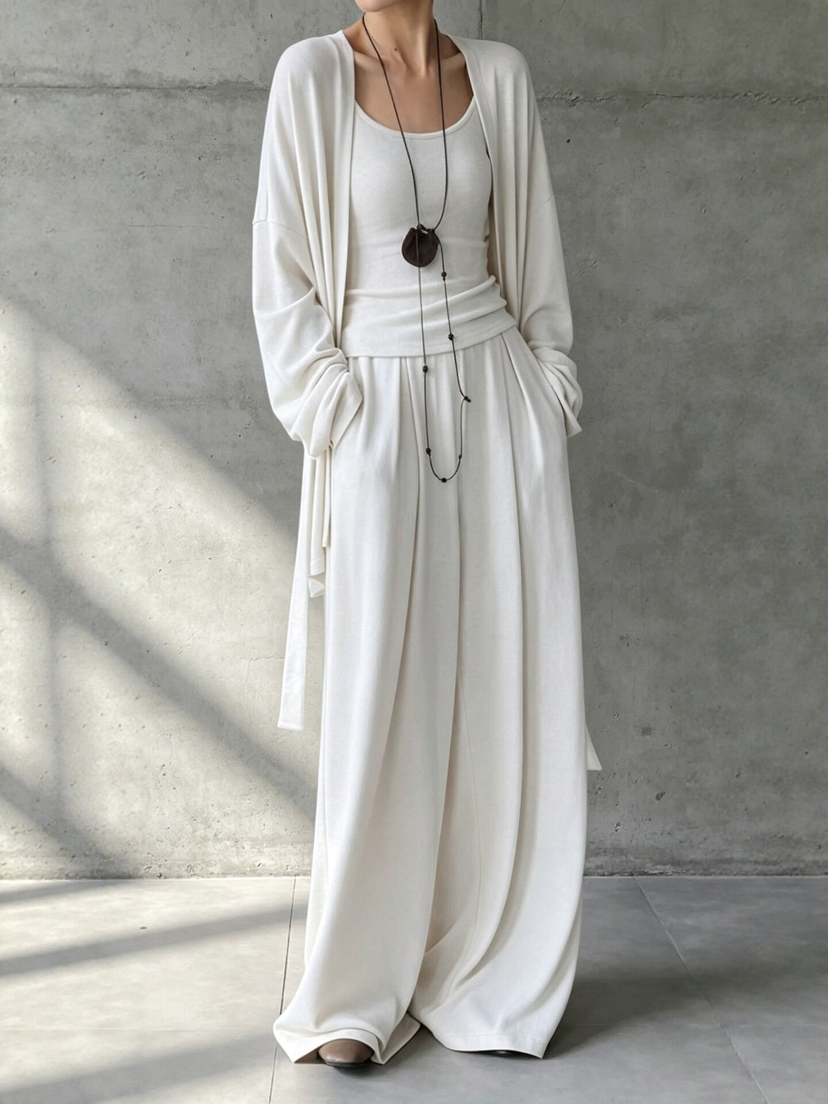 Comfortable Thin Knit Draped Three-Piece Lounge Set