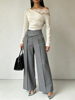 Stylish And Elegant Off-shoulder Knit Top With Lace Detailing