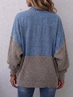 Relaxed, Laid-back Denim And Knit Patchwork Cardigan