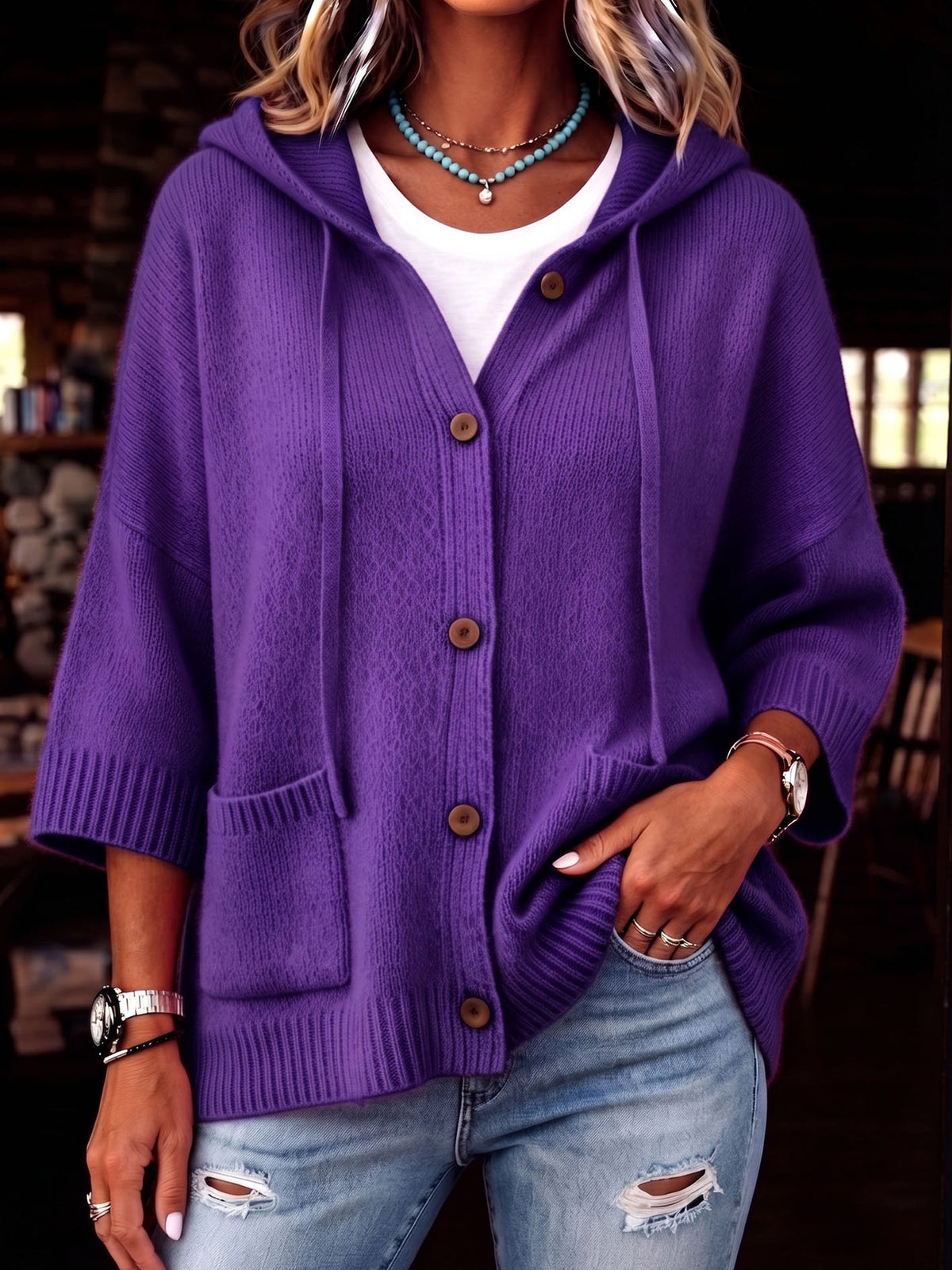 Cozy Chic Hooded Knit Cardigan