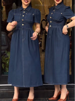 Casual Denim Dress With Elasticated Back Waist