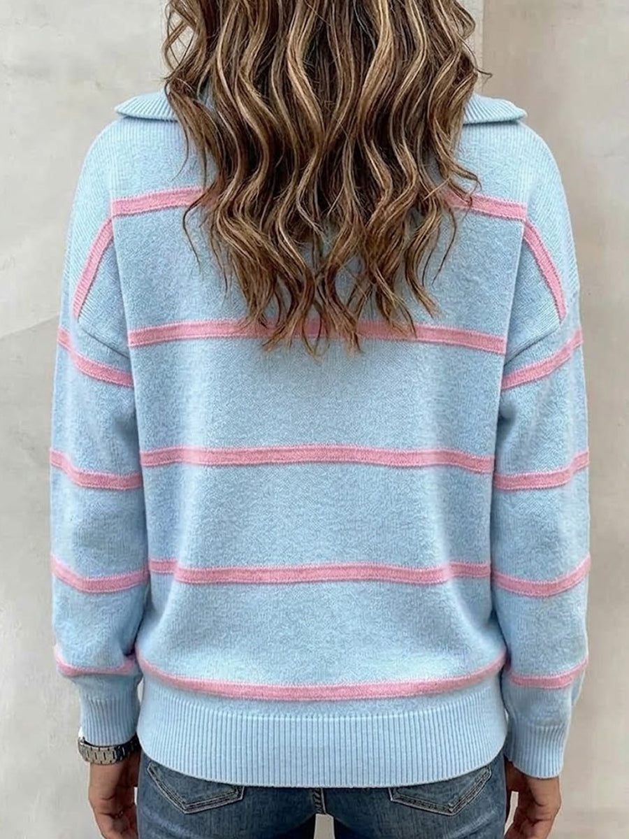 Loose-fit Striped Zip-up Sweater