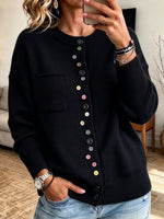 Cozy, Casual, Multi-color Button-up Knit Cardigan