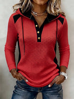 Cozy Colorblock Textured Hooded Top