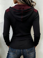 Cozy Colorblock Ribbed Hooded Knit Top