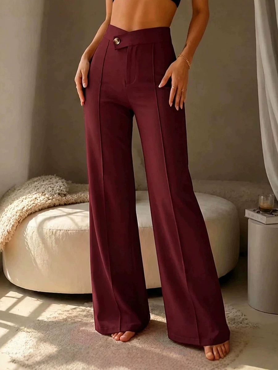 Chic High-Waisted Asymmetric Wide-Leg Trousers