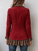 Chic Western Leopard Corduroy Ruffles Jacket
