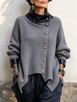 Cozy Stylish Faux Leather Knit Cardigan Jacket