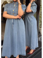 Casual Denim Dress With Elasticated Back Waist