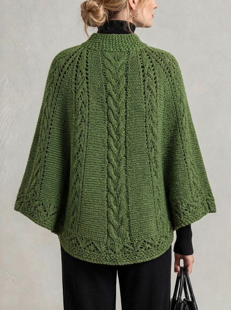 Exquisite Openwork Cable-Knit Cape