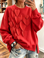 Cozy Stylish 3d Heart Red Oversized Sweatshirt