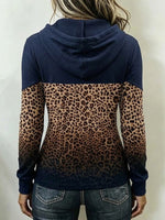Stylish Leopard-print Ombré Ribbed Hoodie